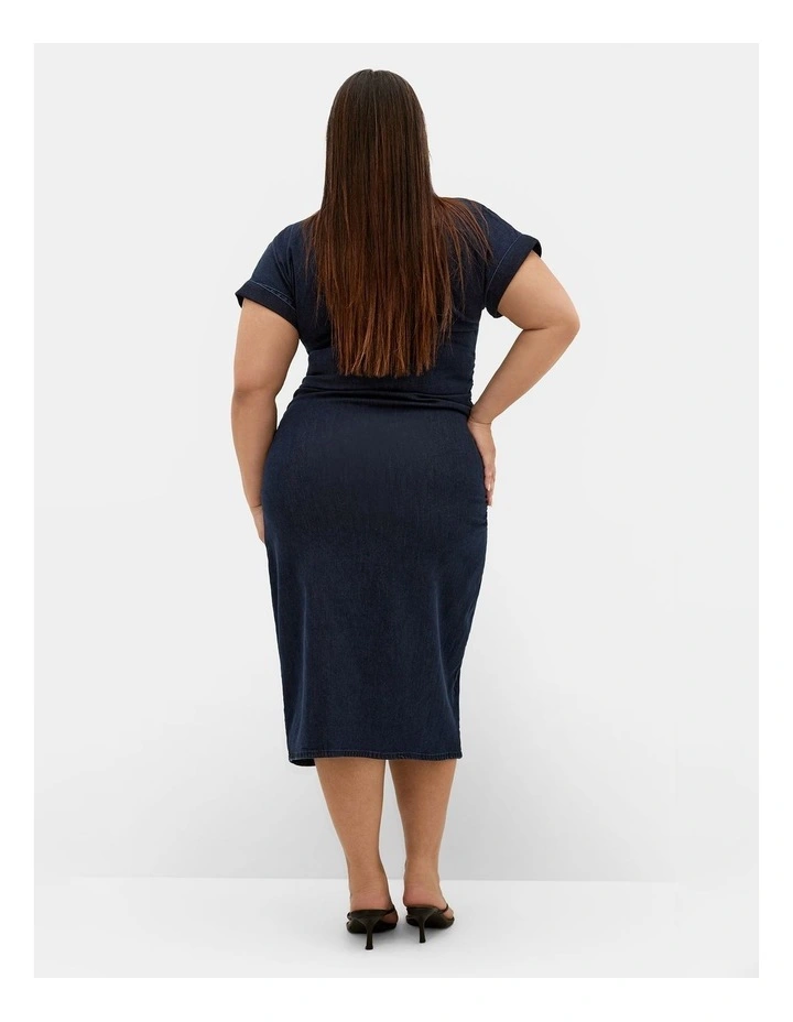 Plus Size Ruby Denim Zip Front Dress in Dark Wash image 2