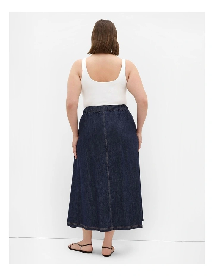 Plus Size Tiana Cotton Denim Maxi Skirt in Dark Wash image 2