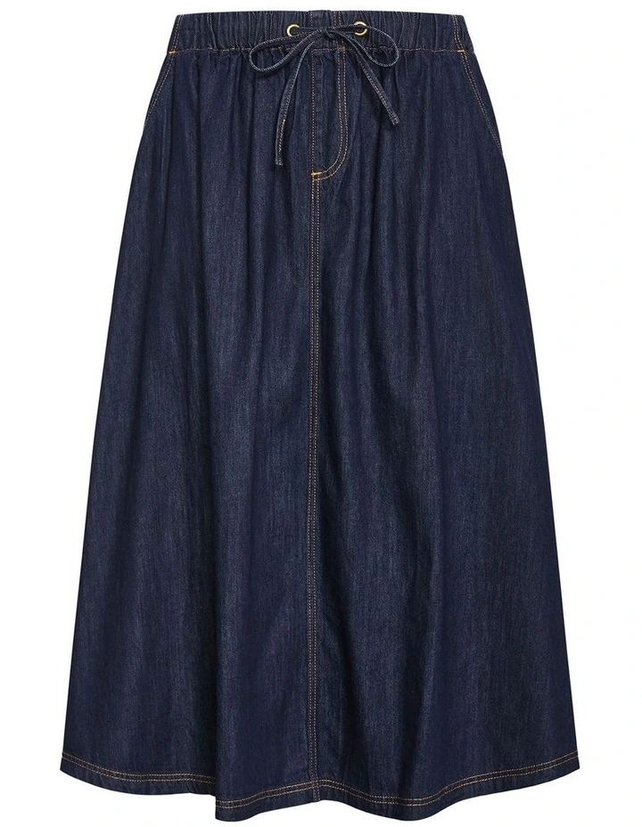 Plus Size Tiana Cotton Denim Maxi Skirt in Dark Wash image 3