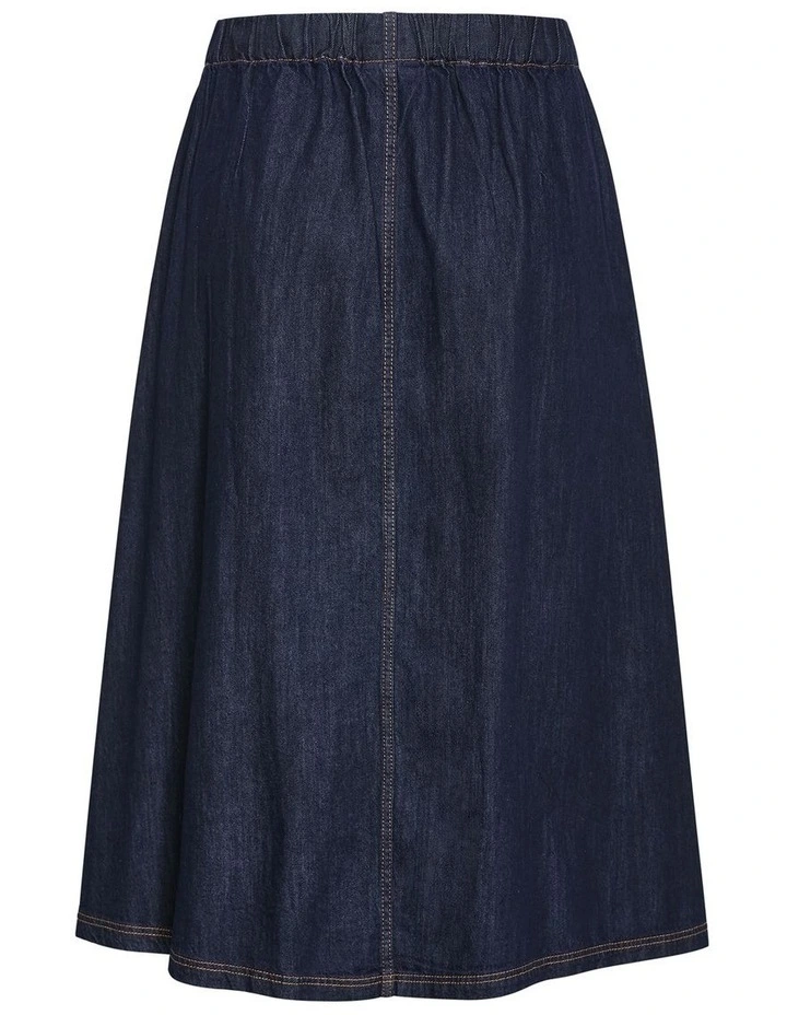 Plus Size Tiana Cotton Denim Maxi Skirt in Dark Wash image 4