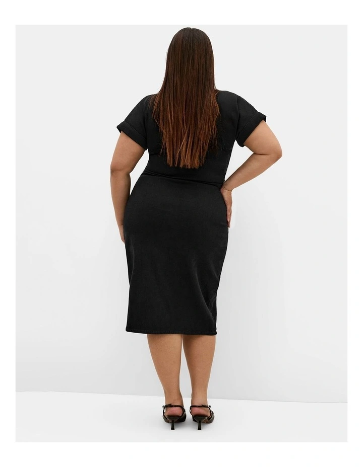 Plus Size Ruby Denim Zip Front Dress in Black Wash image 2