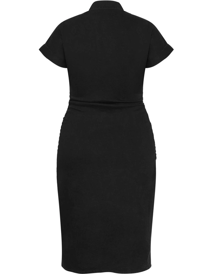 Plus Size Ruby Denim Zip Front Dress in Black Wash image 4