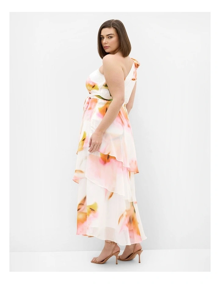 Plus Size Enchant Fleur One Shoulder Maxi Dress in Ivory image 2
