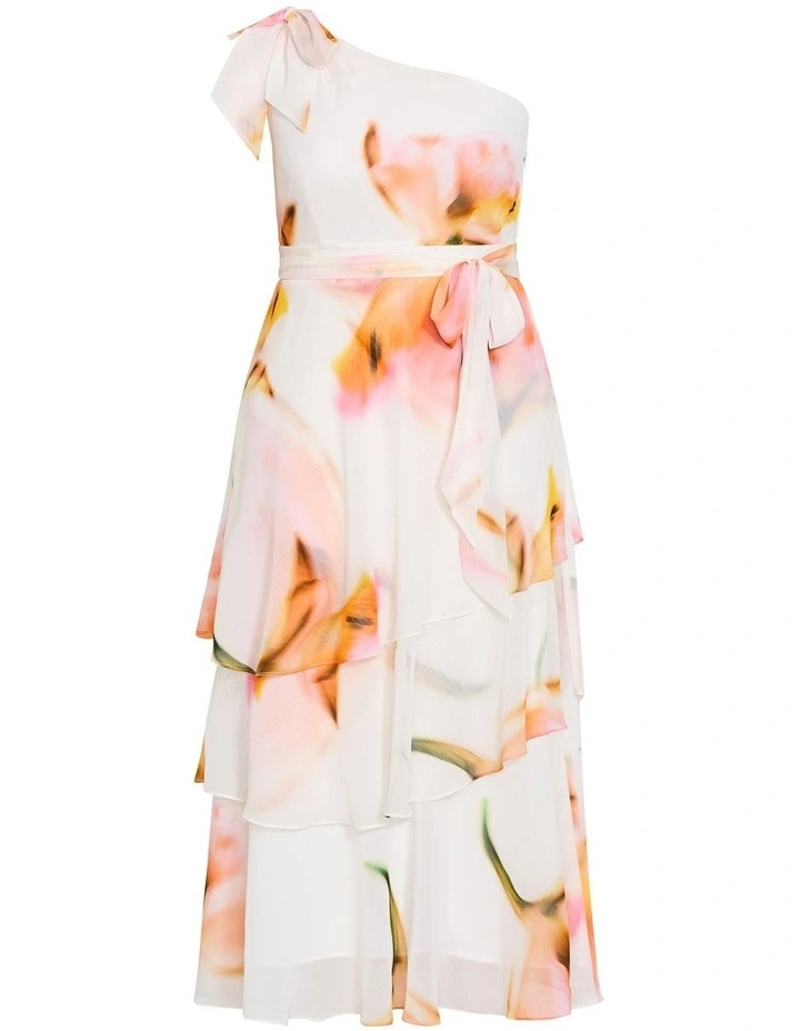 Plus Size Enchant Fleur One Shoulder Maxi Dress in Ivory image 3