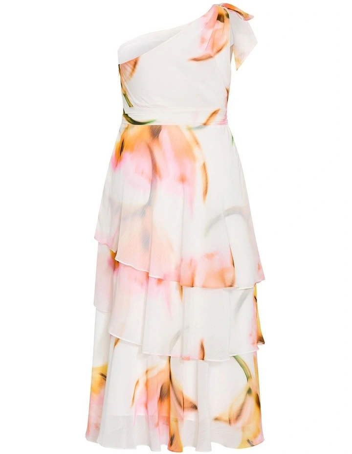 Plus Size Enchant Fleur One Shoulder Maxi Dress in Ivory image 4