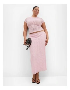 Plus Size Shiloh Lace Maxi Skirt in Heavenly Pink