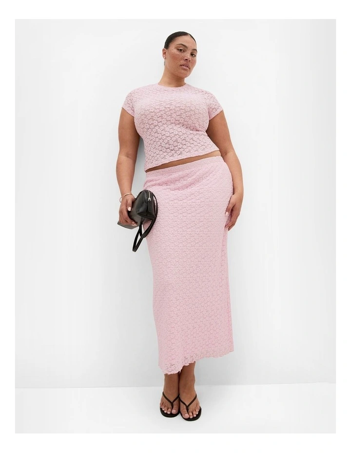 Plus Size Shiloh Lace Maxi Skirt in Heavenly Pink image 1