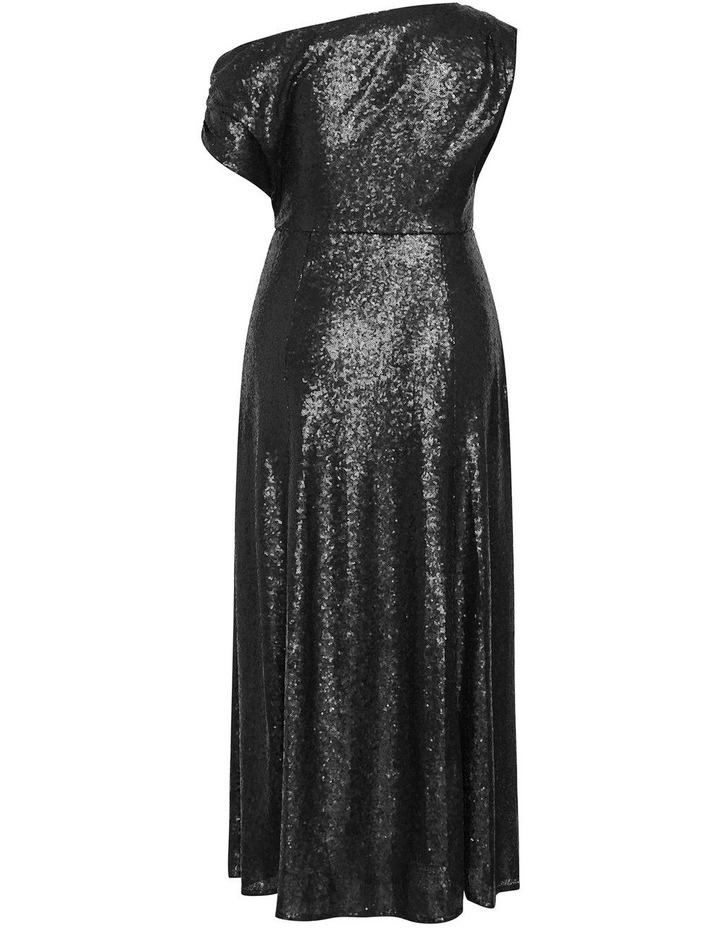 Plus Size Sequin Off Shoulder Maxi Dress in Black image 4