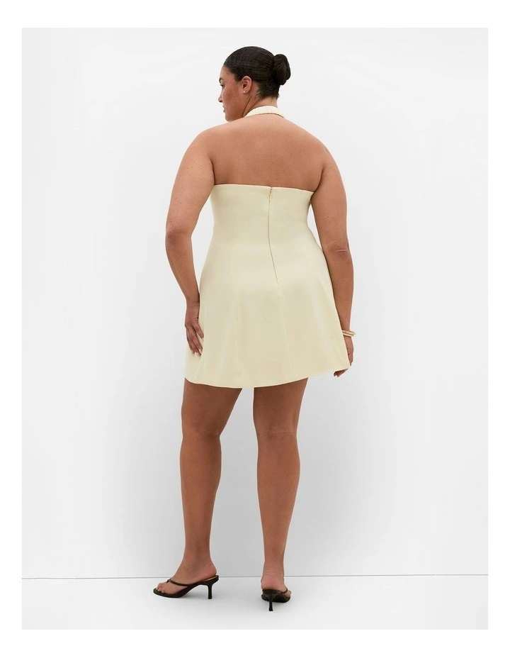 Plus Size Abbie Tailored Halter Mini Dress in Lemon Sorbet image 2