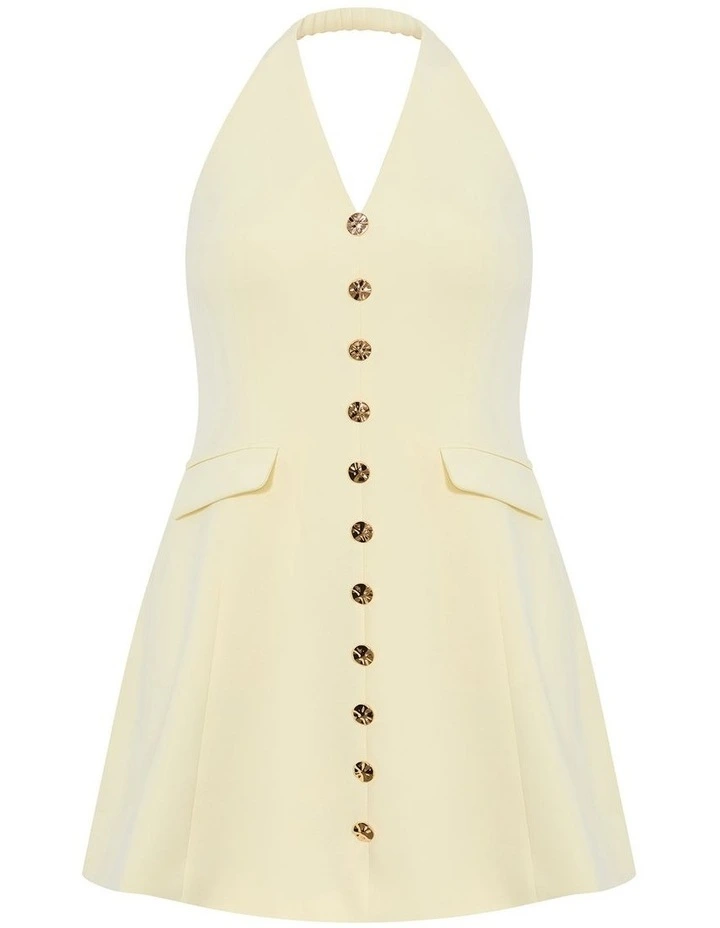 Plus Size Abbie Tailored Halter Mini Dress in Lemon Sorbet image 3