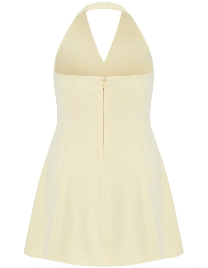 Plus Size Abbie Tailored Halter Mini Dress in Lemon Sorbet image 4