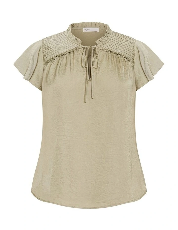 Plus Size Drama Queen Short Sleeve Shirt in Sage image 3