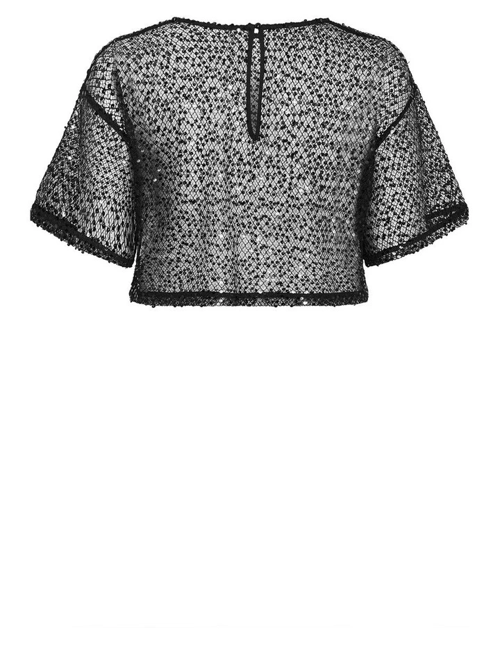 Plus Size Stardust Sequin Crop Top in Black image 4