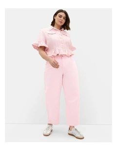 Plus Size Florence Crop Denim Jacket in Heavenly Pink