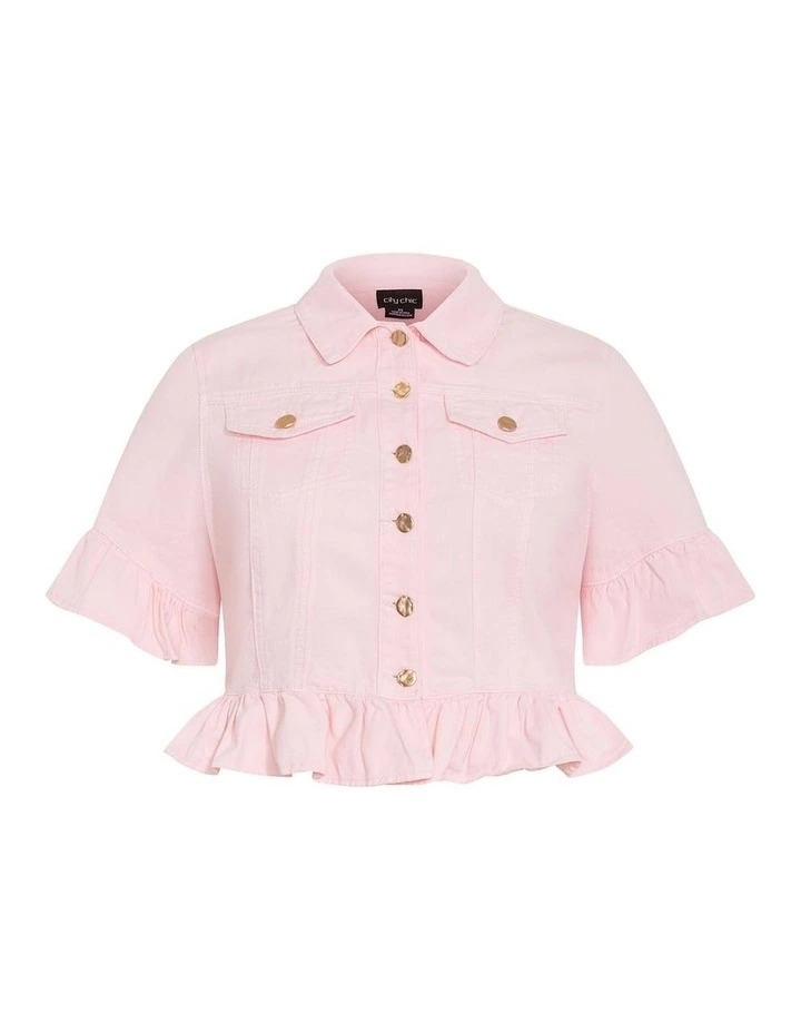 Plus Size Florence Crop Denim Jacket in Heavenly Pink image 3