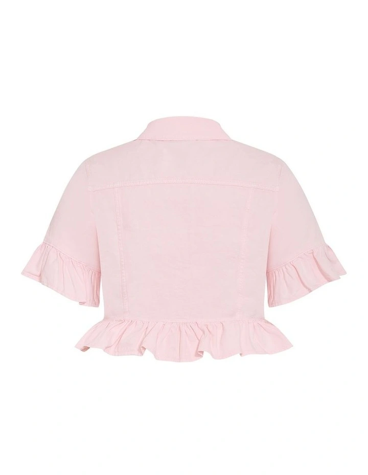 Plus Size Florence Crop Denim Jacket in Heavenly Pink image 4