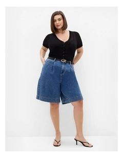 Plus Size Tara Short Sleeve Crop Cardigan in Black