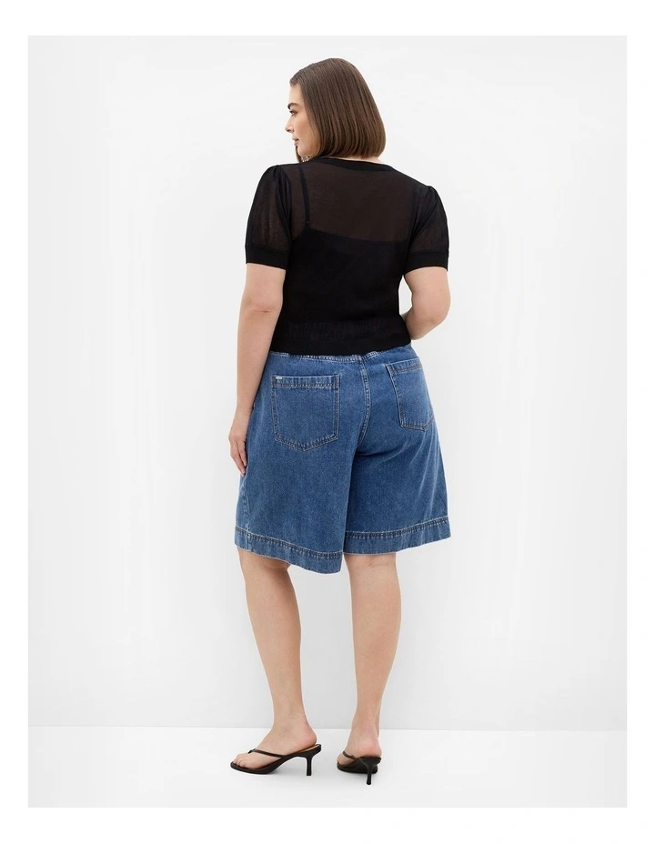 Plus Size Tara Short Sleeve Crop Cardigan in Black image 2