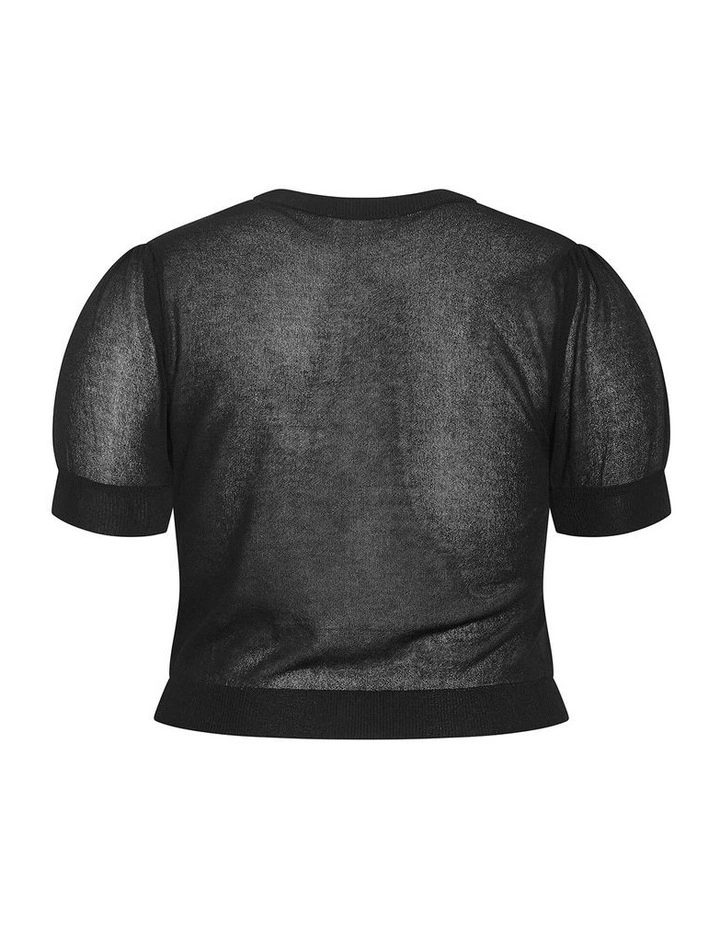 Plus Size Tara Short Sleeve Crop Cardigan in Black image 4