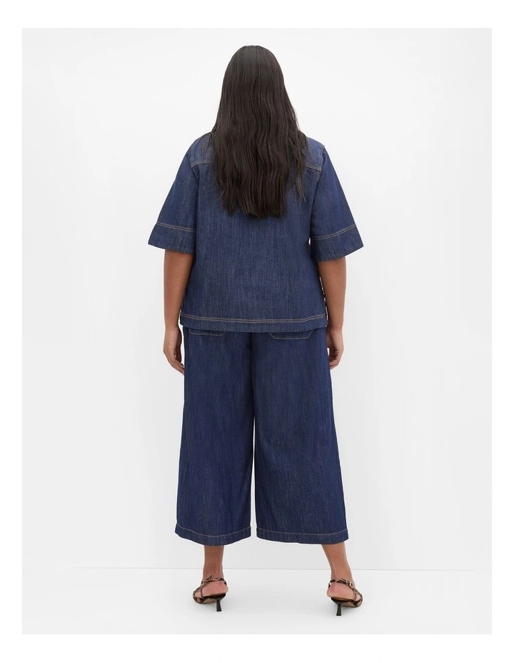 Plus Size Tiana Pocket Cotton Denim Top in Dark Wash image 2
