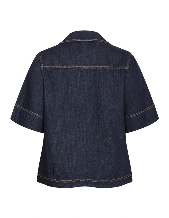 Plus Size Tiana Pocket Cotton Denim Top in Dark Wash image 4