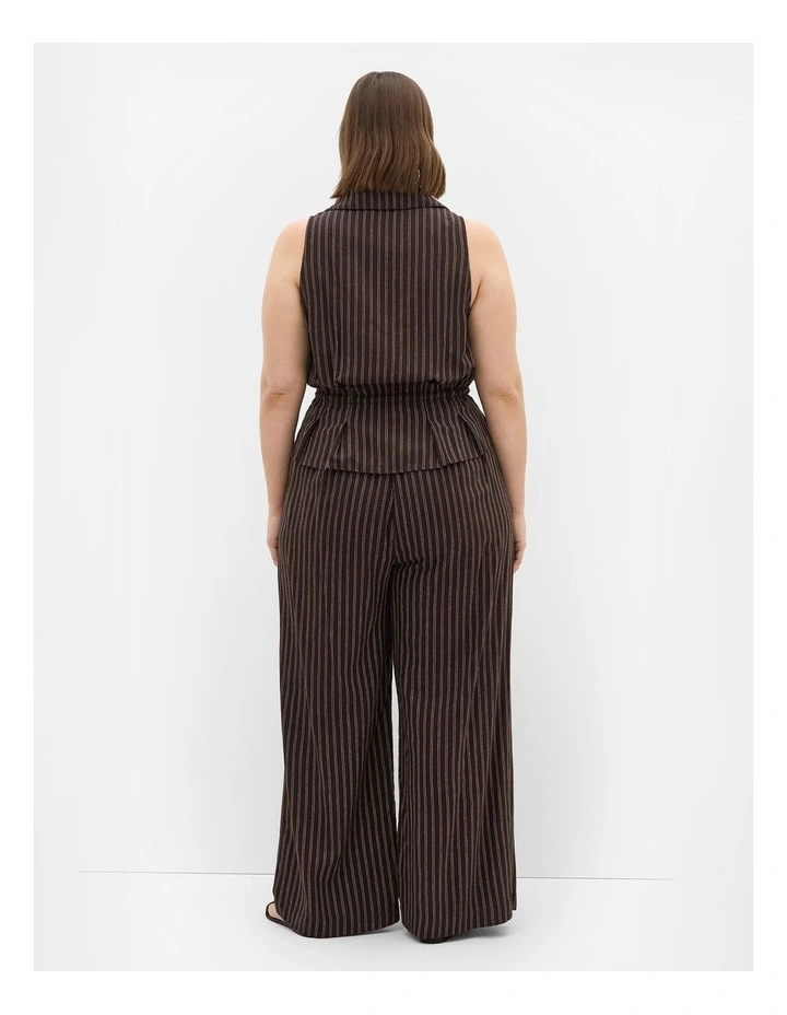 Plus Size Eva Stripe Relaxed Vest in Chocolate image 2
