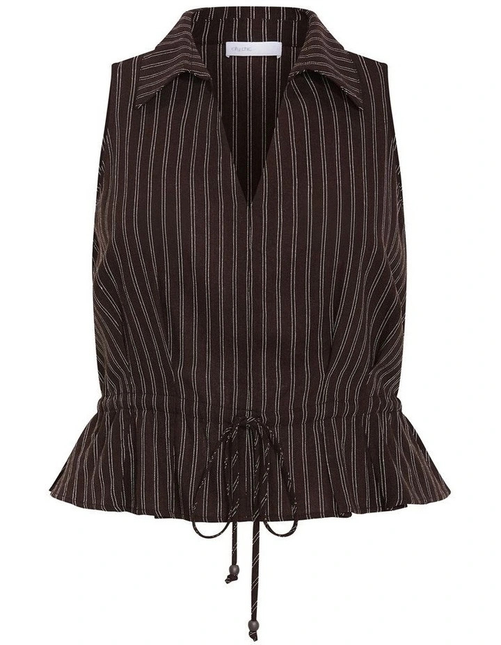 Plus Size Eva Stripe Relaxed Vest in Chocolate image 3