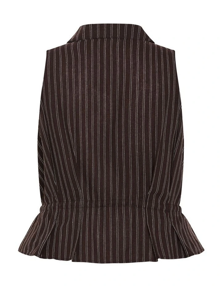 Plus Size Eva Stripe Relaxed Vest in Chocolate image 4
