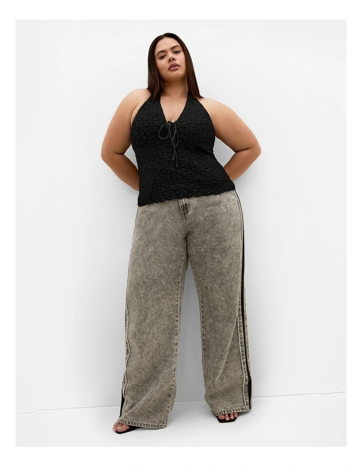 Plus Size Shiloh Lace Halter Top in Black image 1