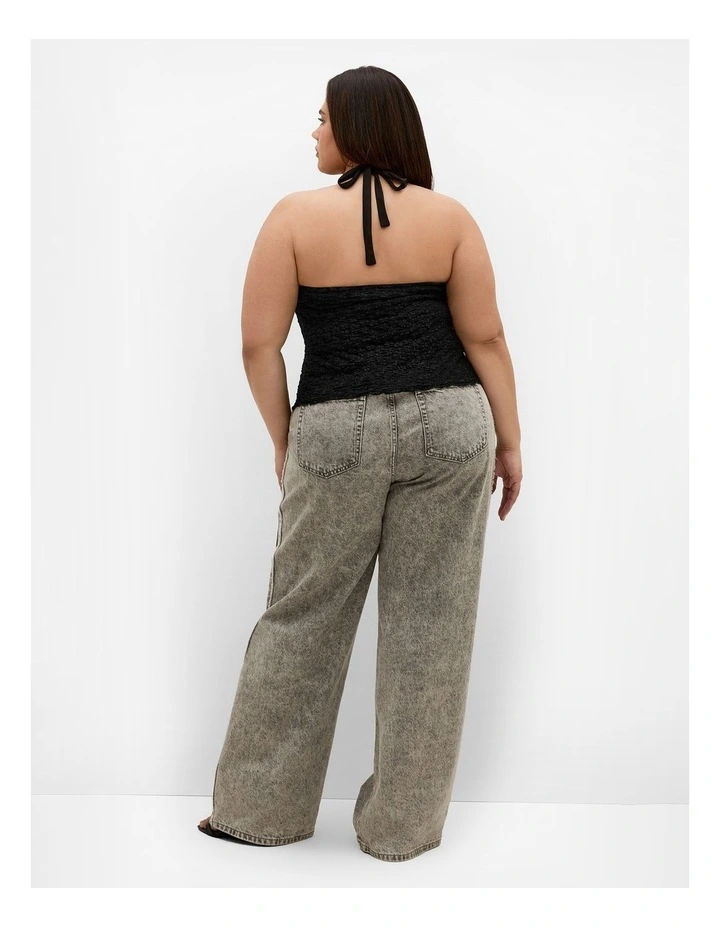 Plus Size Shiloh Lace Halter Top in Black image 2
