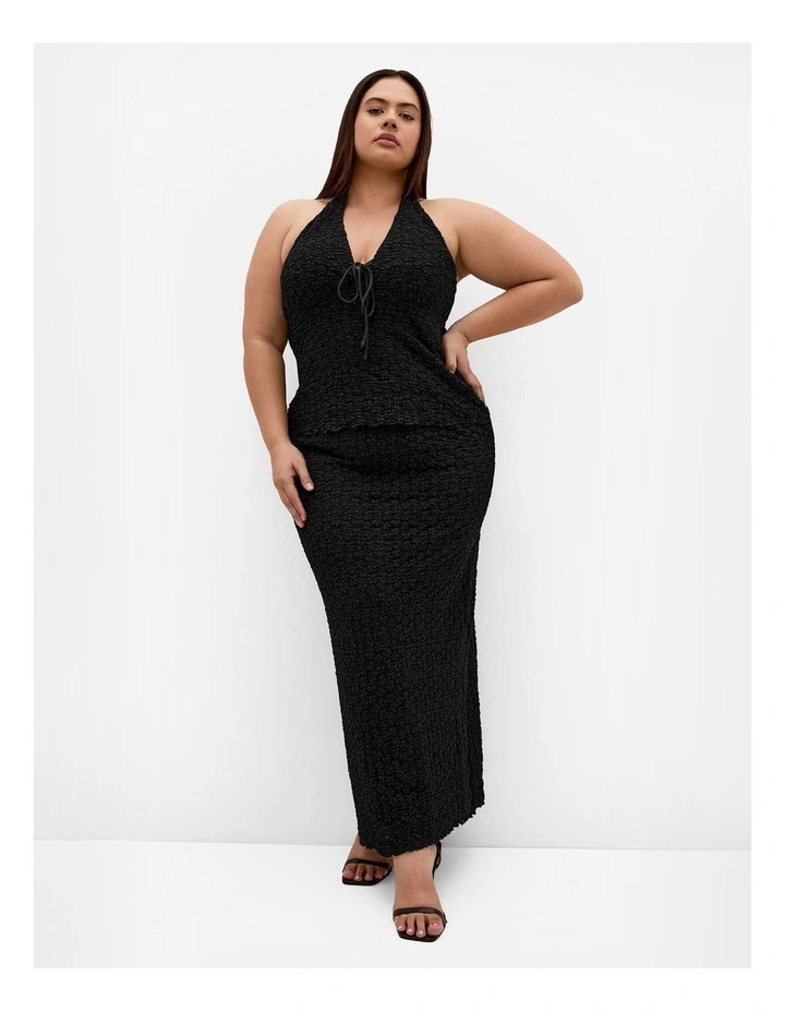 Plus Size Shiloh Lace Halter Top in Black image 3