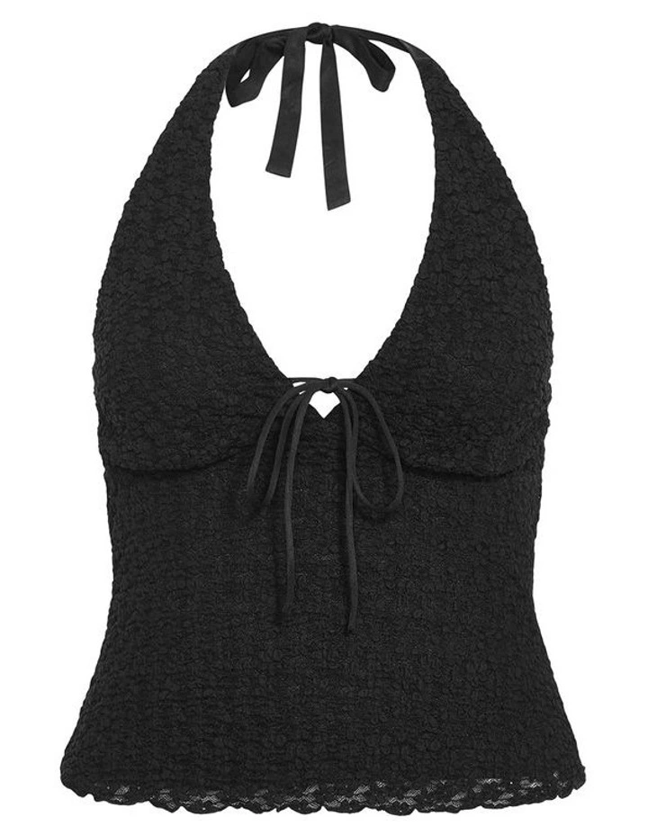 Plus Size Shiloh Lace Halter Top in Black image 4