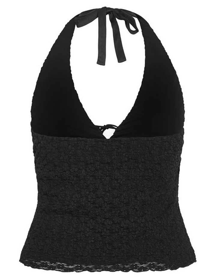 Plus Size Shiloh Lace Halter Top in Black image 5