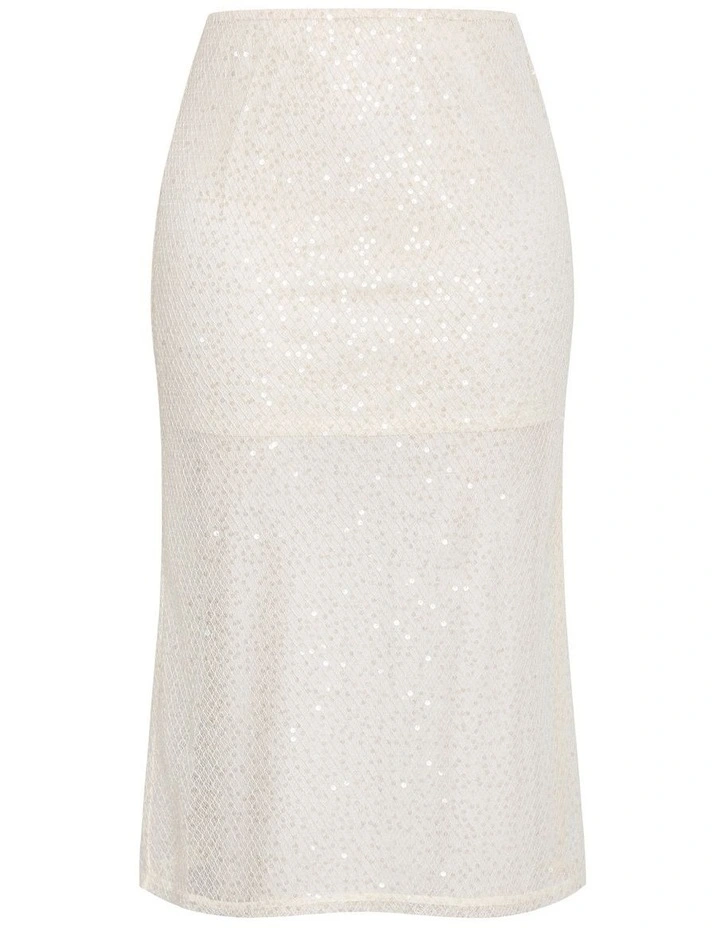 Plus Size Stardust Sequin Maxi Skirt in Cream image 4