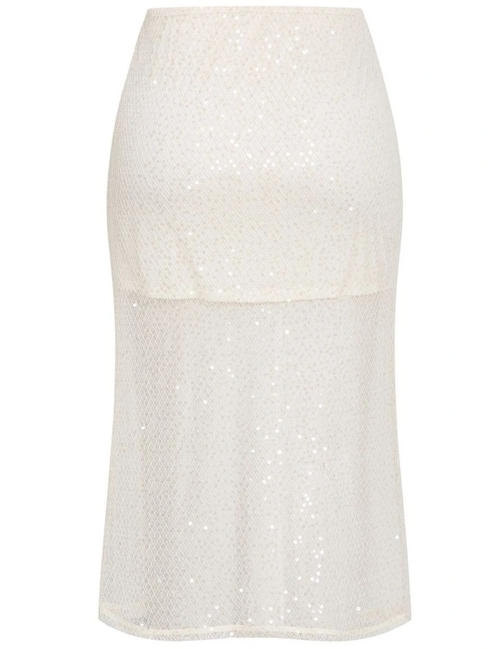 Plus Size Stardust Sequin Maxi Skirt in Cream image 5