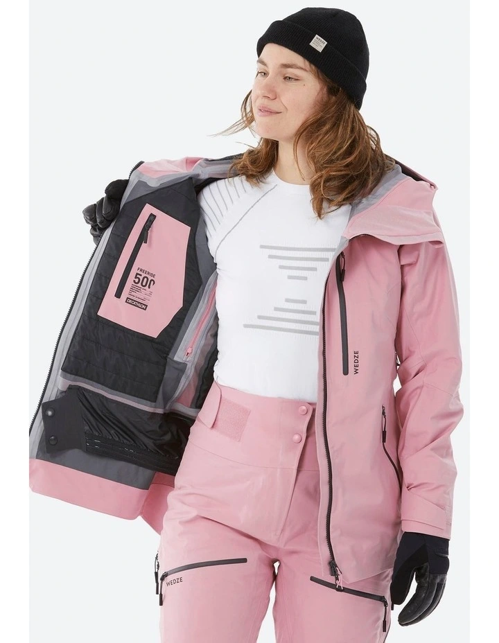 Womens Warm and Breathable Ski and Snowboard Jacket, FR500 in Pale Pink image 4