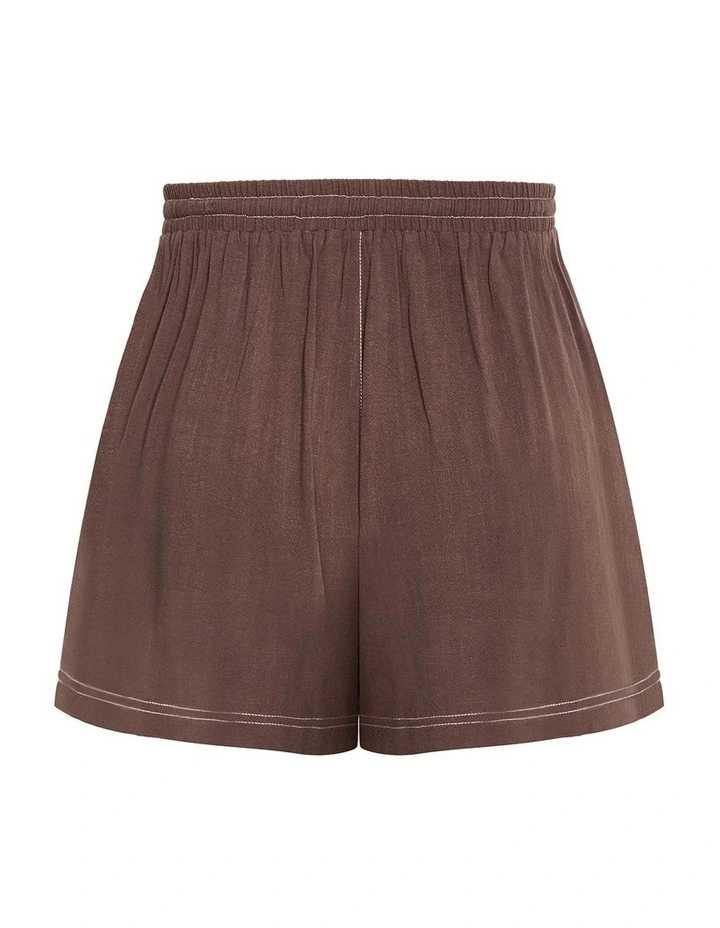 Plus Size Tia Stitch Detail Short in Chocolate image 4
