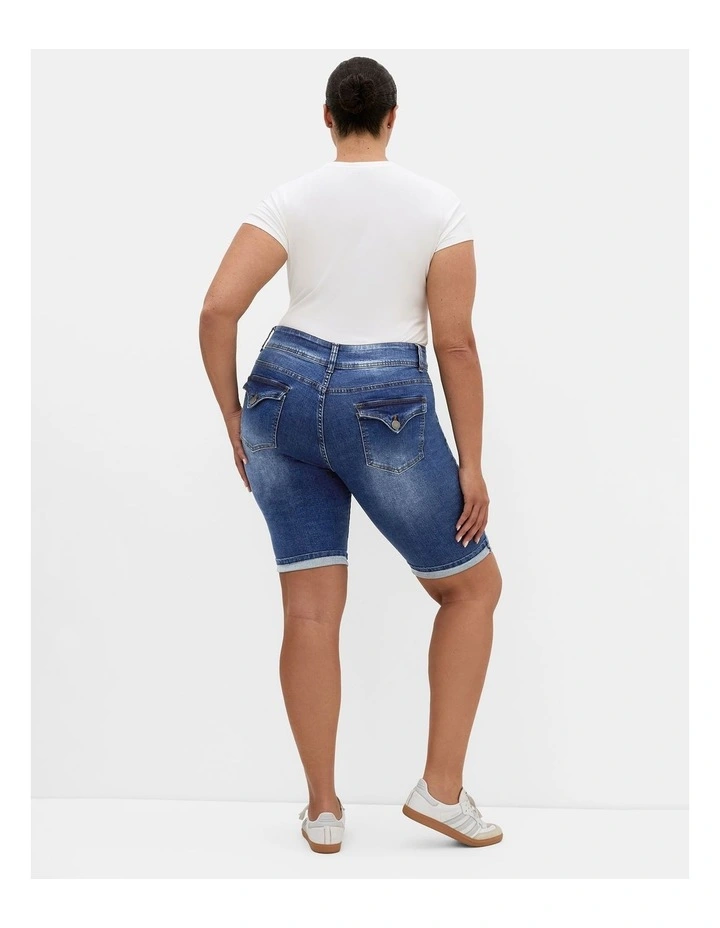 Plus Size Killer Pins Denim Short in Mid Wash image 2