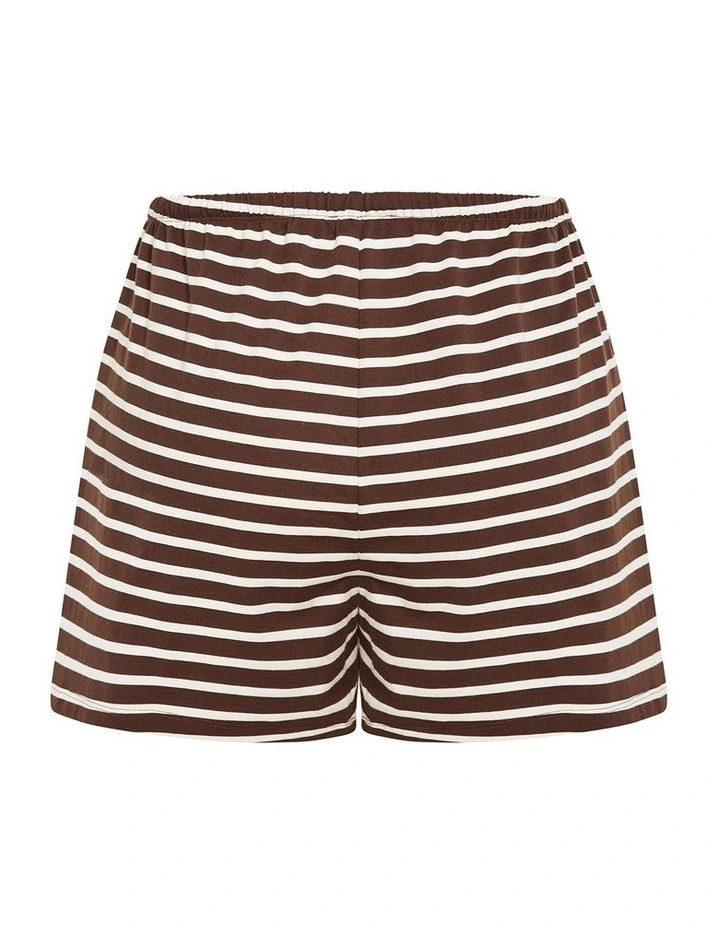 Plus Size Claire Stripe Drawcord Short in Chocolate image 4