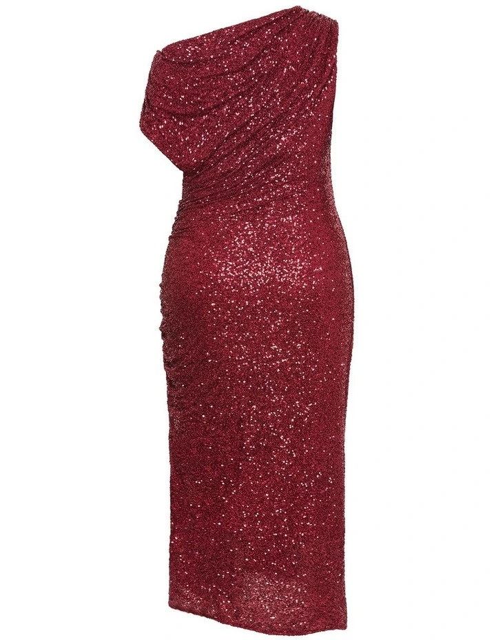 Plus Size Sequin Star Off Shoulder Maxi Dress in Berry image 4