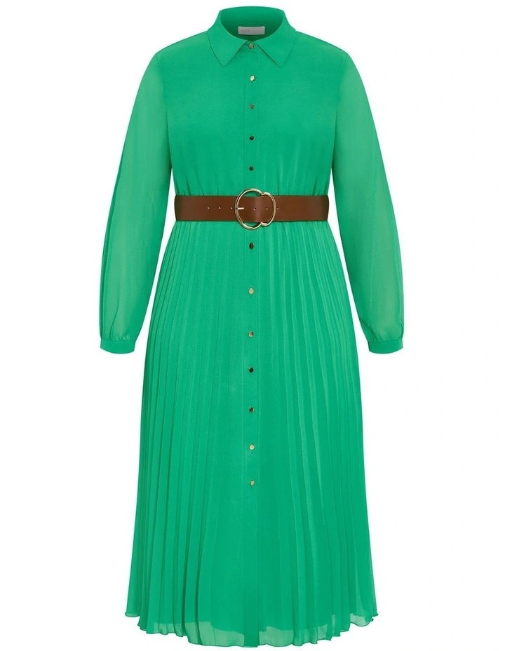 Plus Size Honey Lane Pleat Midi Dress in Kelly Green image 3
