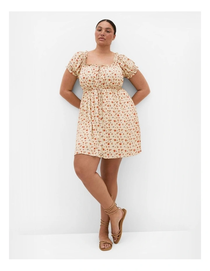 Plus Size Dream Print Mini Dress in Butter image 1