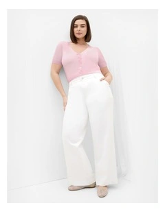 Plus Size Tara Short Sleeve Crop Cardigan in Soft Pink