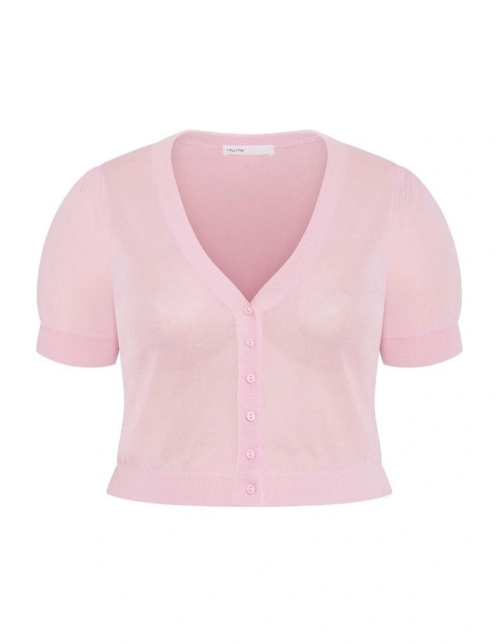 Plus Size Tara Short Sleeve Crop Cardigan in Soft Pink image 3