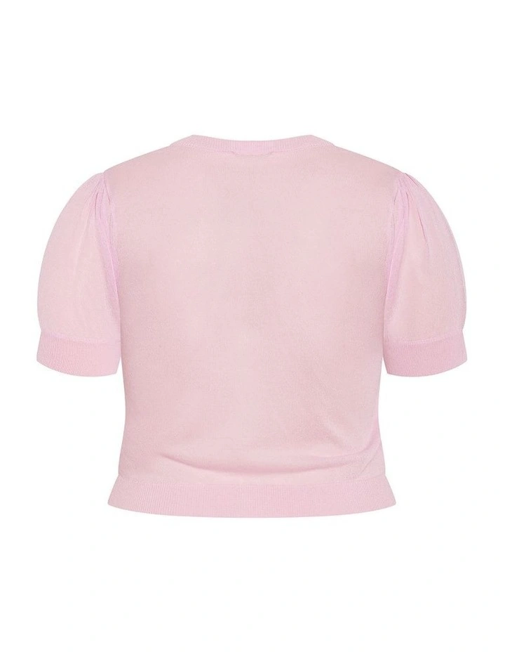 Plus Size Tara Short Sleeve Crop Cardigan in Soft Pink image 4