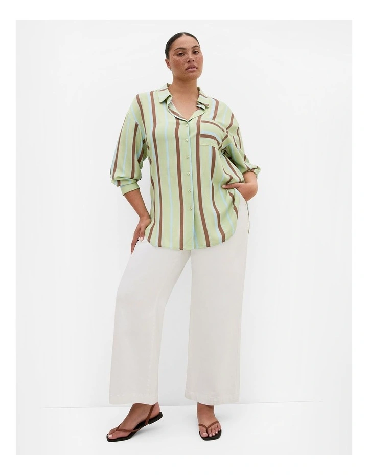 Plus Size Haven Stripe Shirt in Matcha image 3