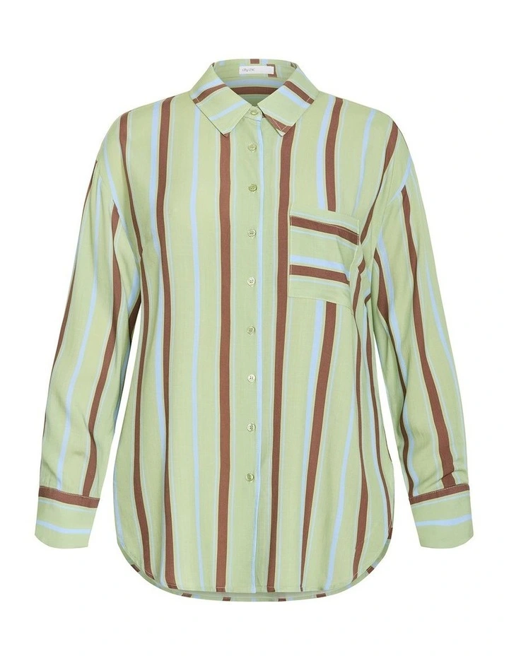 Plus Size Haven Stripe Shirt in Matcha image 4