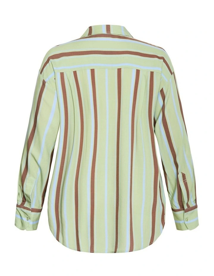 Plus Size Haven Stripe Shirt in Matcha image 5