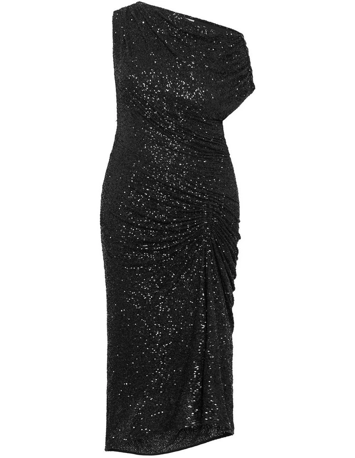Plus Size Sequin Star Off Shoulder Maxi Dress in Black image 3