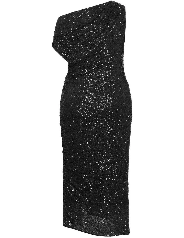 Plus Size Sequin Star Off Shoulder Maxi Dress in Black image 4
